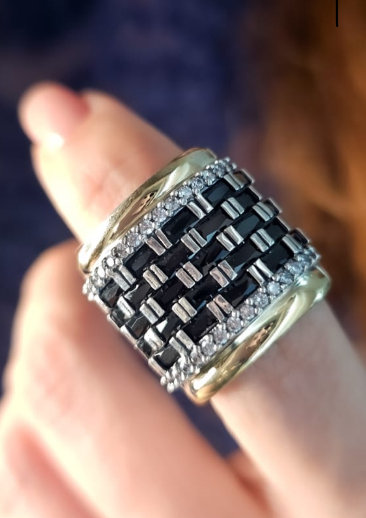 Anillo Ajedrez Fondo negro 